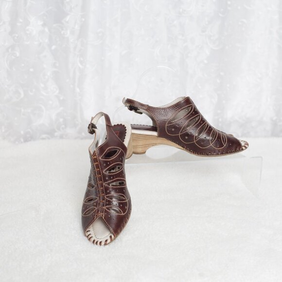 PIKOLINOS Shoes - Pikolinos Leather Brown Open-Toe and Heel